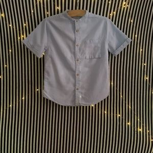 Light blue Zara collarless button-up